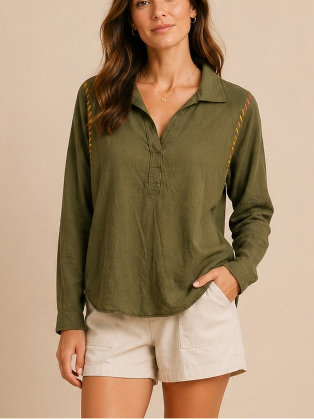 Lisa Todd Olive Green Top XL